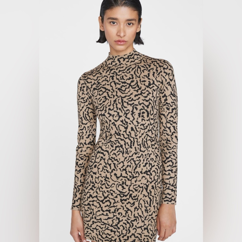 Frame abstract print jacquard long sleeve sweater mini dress - Picture 4 of 6